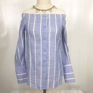FOURTEENTH PLACE BLUE & WHITE OFF SHOULDER…